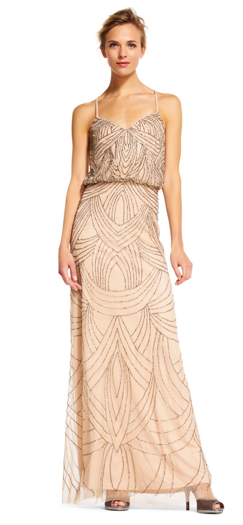 Adrianna Papell Womens Art Deco Beaded Blouson Dress –  PreOwnedWeddingDresses